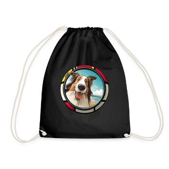 Collie Hunde Cartoon Collie Design - Turnbeutel - Schwarz - Vorne