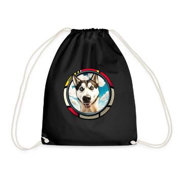 Hunde Cartoon Huskie Design für Hundeliebhaber - Turnbeutel - Schwarz - Vorne