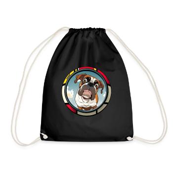 Dog Cartoon Boxer Design for Dog Lovers - Drawstring Bag - black - Front