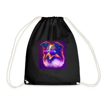 Collie Hunde Cartoon Collie Design - Turnbeutel - Schwarz - Vorne
