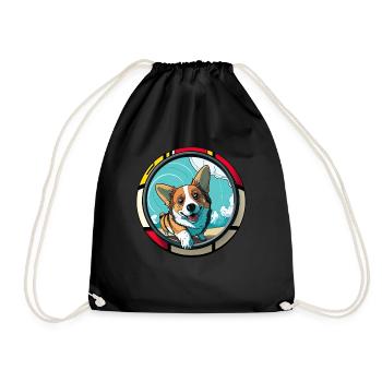 Dogs CartoonWelsh Corgi Design for Dog Lovers - Drawstring Bag - black - Front