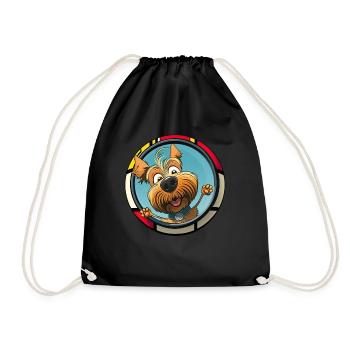 Hunde Cartoon Yorkshire Terrier Design - Turnbeutel - Schwarz - Vorne