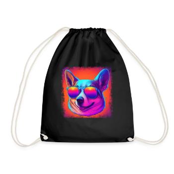 Dogs CartoonWelsh Corgi Design for Dog Lovers - Drawstring Bag - black - Front