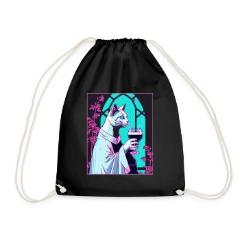Cat Nun Church Vaporwave Religion Chaton - Sac de sport léger - noir - Devant