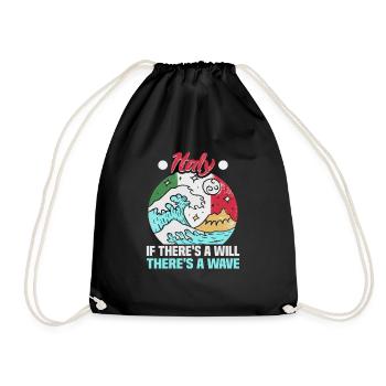 Italie vacances à la plage au bord de la mer Design beach motif - Sac de sport léger - noir - Devant