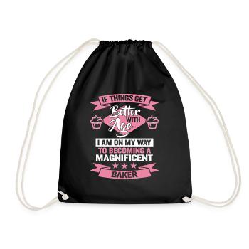 Baker Birthday Hobby Baker Pastry Chef - Drawstring Bag - black - Front