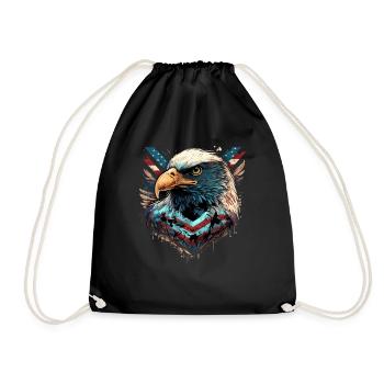 American Patriotic USA Design - Drawstring Bag - black - Front