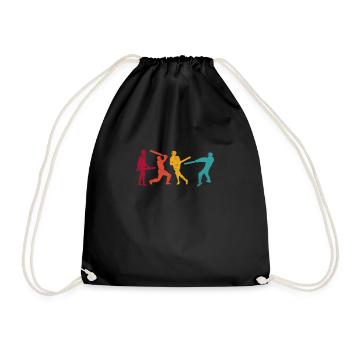 Cricket Sports Cricket Bat Team Gift - Drawstring Bag - black - Front