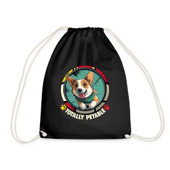 Dogs CartoonWelsh Corgi Design for Dog Lovers - Drawstring Bag - black - Front