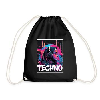Techno Vaporwave Nonne Christlich Gott Musik - Turnbeutel - Schwarz - Vorne