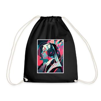 Techno Vaporwave Nonne Christlich Gott Musik - Turnbeutel - Schwarz - Vorne