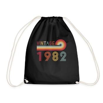 Funny Vintage Born in 1982 Birthday - Drawstring Bag - black - Front