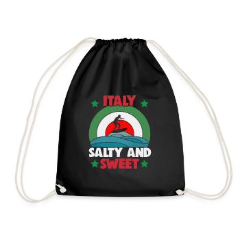 Italien Strandurlaub am Meer Design Strandmotiv - Turnbeutel - Schwarz - Vorne