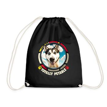 Hunde Cartoon Huskie Design für Hundeliebhaber - Turnbeutel - Schwarz - Vorne