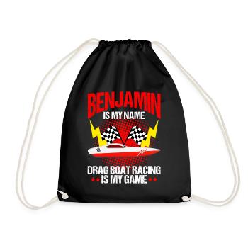 Racing boat design for drag boat racing - Drawstring Bag - black - Front