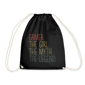 Gamer Girl cute video game for - Drawstring Bag - black - Front