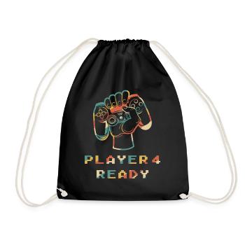 Player 4 Ready in Combo mit Player 1, 2 - Turnbeutel - Schwarz - Vorne