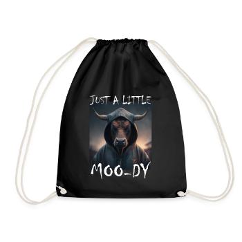A little Moody Cow Beef Morning Grouch Farmer Sleep - Drawstring Bag - black - Front