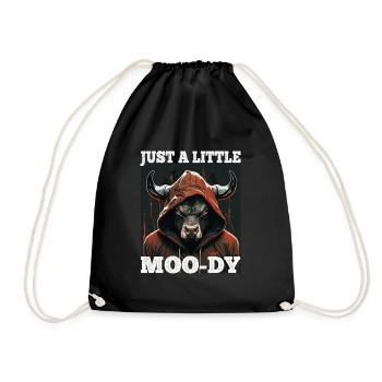 A little Moody Cow Beef Morning Grouch Farmer Sleep - Drawstring Bag - black - Front