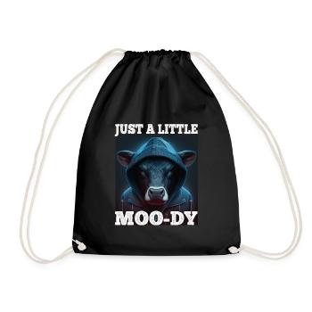 A little Moody Cow Beef Morning Grouch Farmer Sleep - Drawstring Bag - black - Front