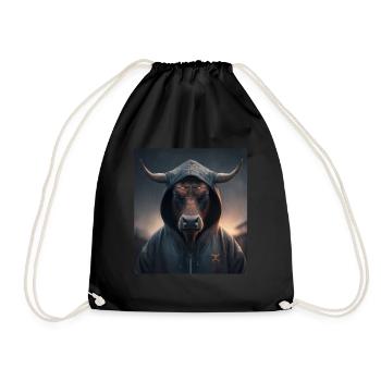 A little Moody Cow Beef Morning Grouch Farmer Sleep - Drawstring Bag - black - Front