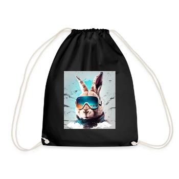 Winter Rabbit Ski Snowboard Snow Rabbit - Drawstring Bag - black - Front