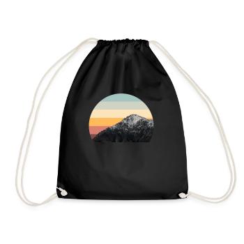 Mountain Sunset Circle Outdoor Nature - Drawstring Bag - black - Front
