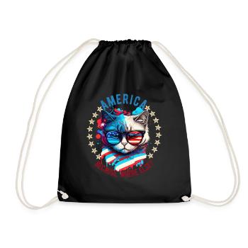 American Patriotic USA Design - Drawstring Bag - black - Front