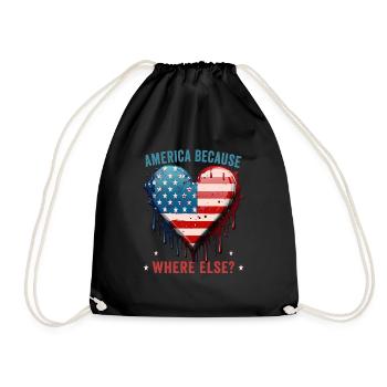American Patriotic USA Design - Drawstring Bag - black - Front