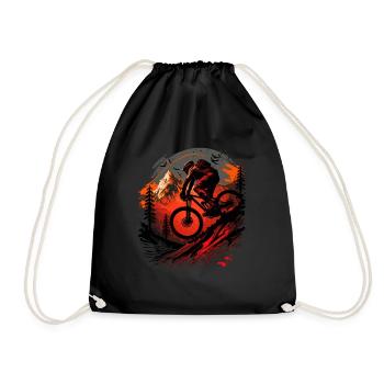 Cool mountain bike downhill design for MTB fans - Drawstring Bag - black - Front