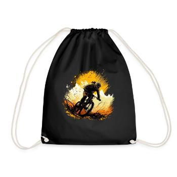 Cool mountain bike downhill design for MTB fans - Drawstring Bag - black - Front