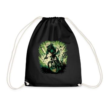 Cool mountain bike downhill design for MTB fans - Drawstring Bag - black - Front