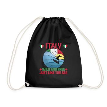 Italie vacances à la plage au bord de la mer Design beach motif - Sac de sport léger - noir - Devant