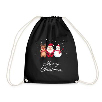 Tanzender Weihnachtsmann Rentier - Turnbeutel - Schwarz - Vorne