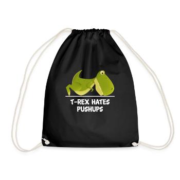 T-Rex Hates Push-ups - Drawstring Bag - black - Front