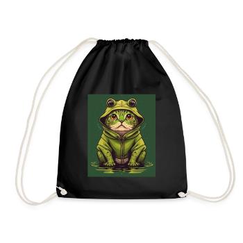 Cat Frog Frog Food Frog Carnival - Drawstring Bag - black - Front