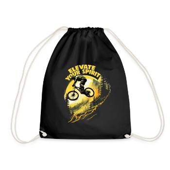 Cool mountain bike downhill design for MTB fans - Drawstring Bag - black - Front