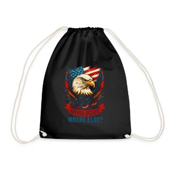 American Patriotic USA Design - Drawstring Bag - black - Front