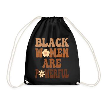 Black Women are Powerful Black History Month - Drawstring Bag - black - Front