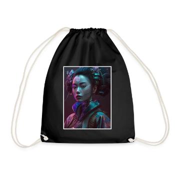 Geisha Anime Japon Vaporwave Anime Futuriste - Sac de sport léger - noir - Devant