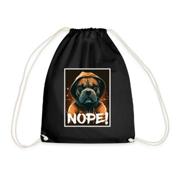 Hund Bulldogge Nope Morgenmuffel Kollege Sarkasmus - Turnbeutel - Schwarz - Vorne