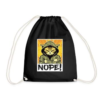 Nope Morgenmuffel Katze Kätzchen Kollege Sarkasmus - Turnbeutel - Schwarz - Vorne