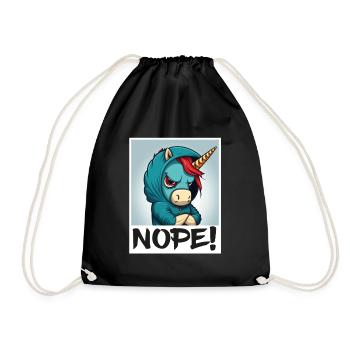Nope Morgenmuffel Einhorn Kollege Sarkasmus - Turnbeutel - Schwarz - Vorne
