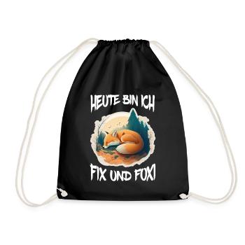 Fix und Foxi Fuchs Spruch Schlafshirt Kuscheln - Turnbeutel - Schwarz - Vorne