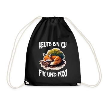 Fix und Foxi Fuchs Spruch Schlafshirt Kuscheln - Turnbeutel - Schwarz - Vorne