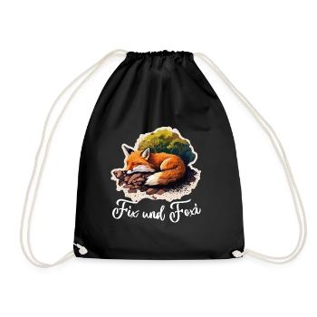 Fix und Foxi Fuchs Spruch Schlafshirt Kuscheln - Turnbeutel - Schwarz - Vorne