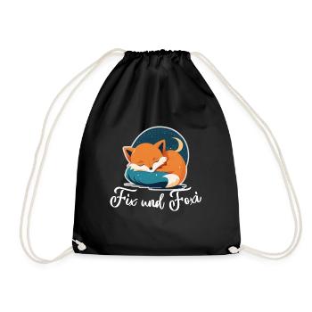 Fix und Foxi Fuchs Spruch Schlafshirt Kuscheln - Turnbeutel - Schwarz - Vorne