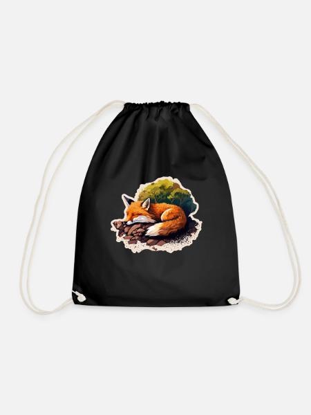 Fix und Foxi Fuchs Spruch Schlafshirt Kuscheln - Turnbeutel - Schwarz