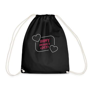 March 8th Happy Mother's Day IWD 2022 - Drawstring Bag - black - Front