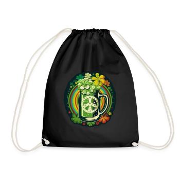 Beer Peace Flowers Plants Abstract Peace - Drawstring Bag - black - Front